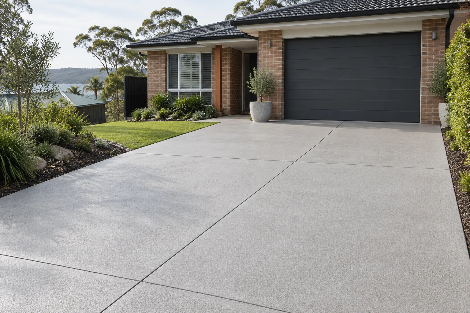 Evenly textured resurfaced driveway with retained joint lines